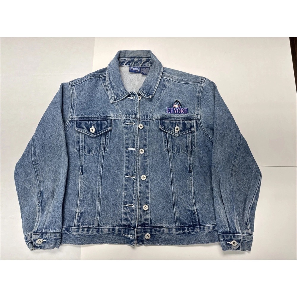 Disney Eeyore Denim Jacket Women's Size XL‎ Blue Winnie The Pooh Trucker Vintage
